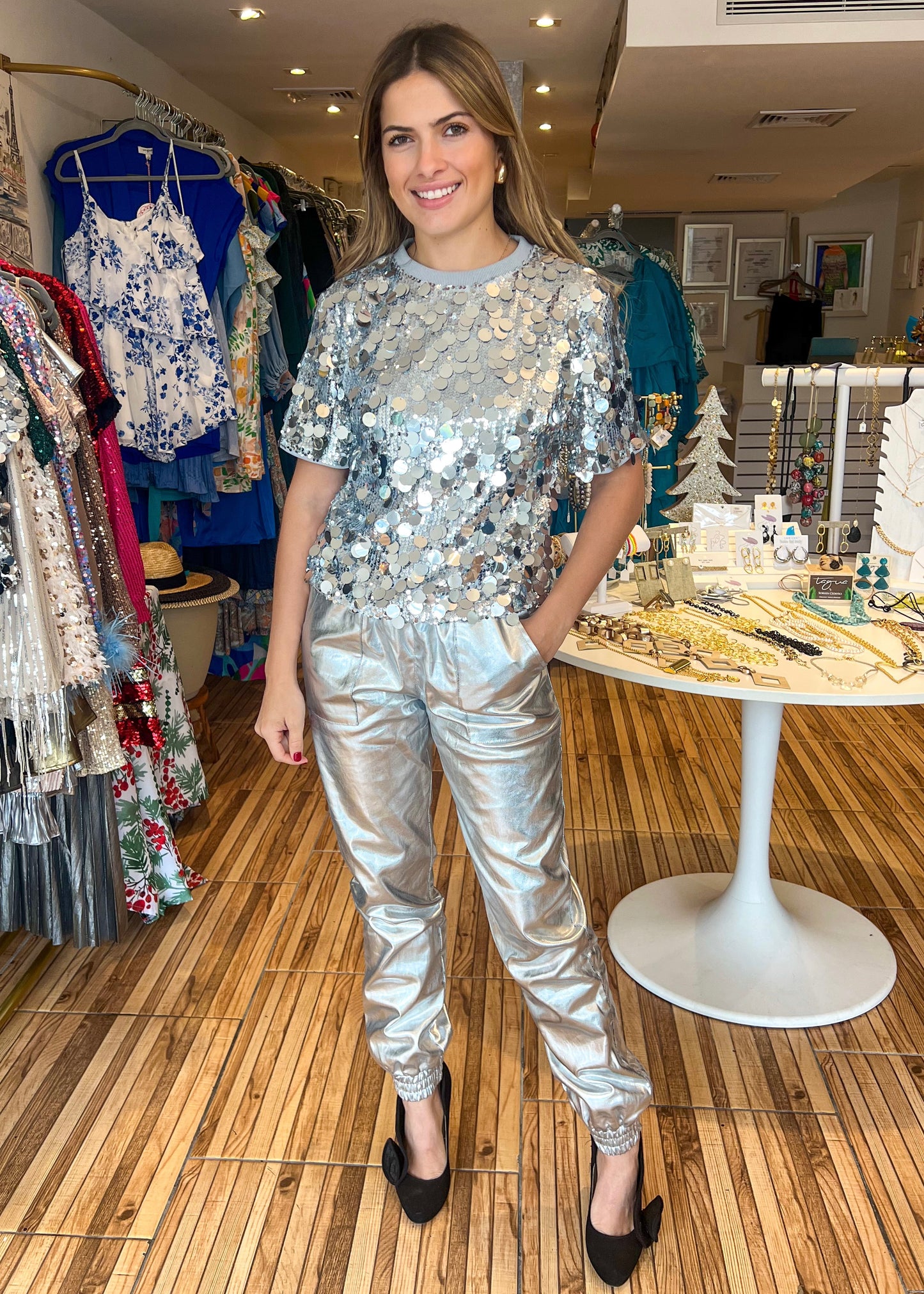 Lena Metallic Joggers