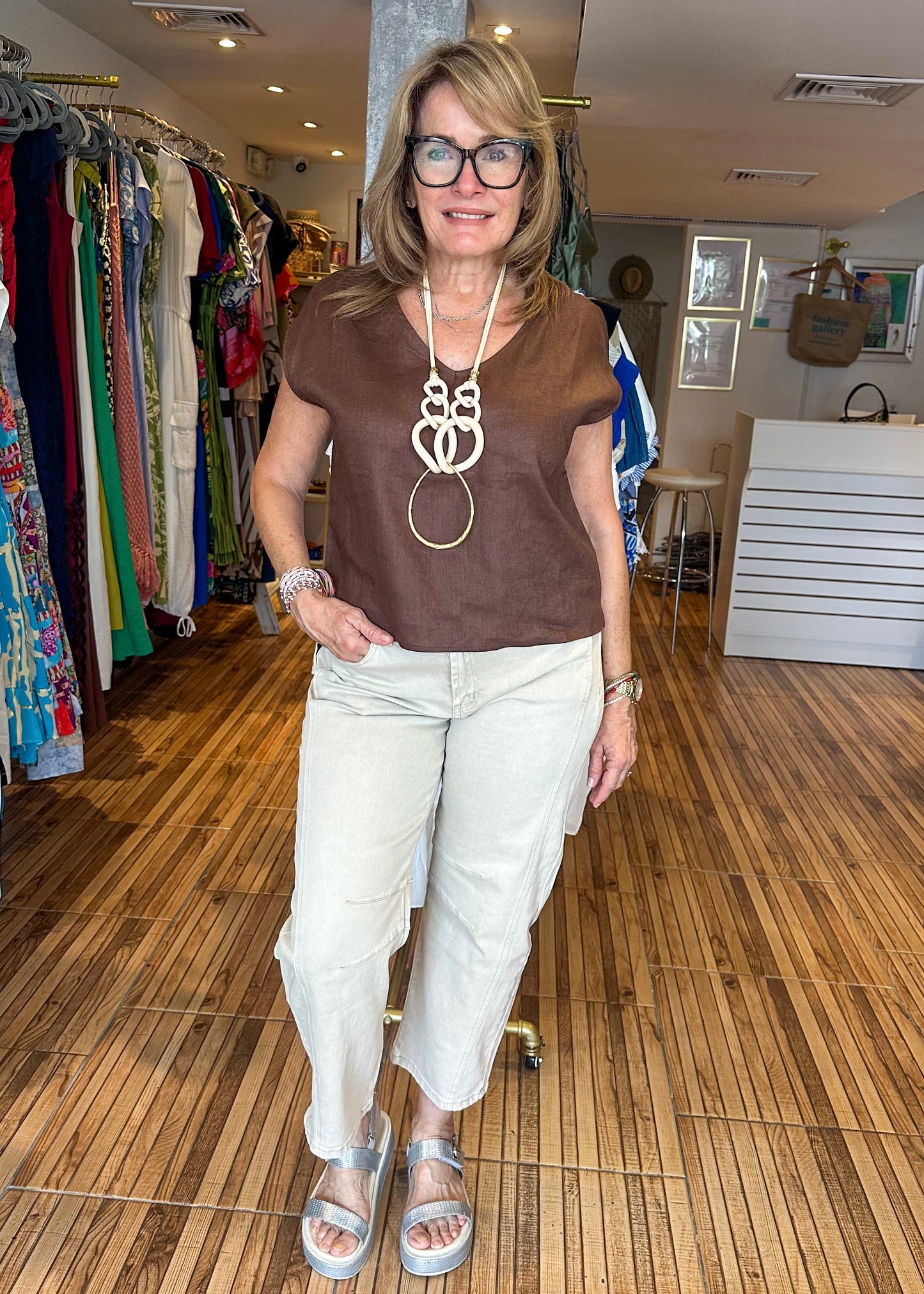 Lisa Linen Short Sleeve Top