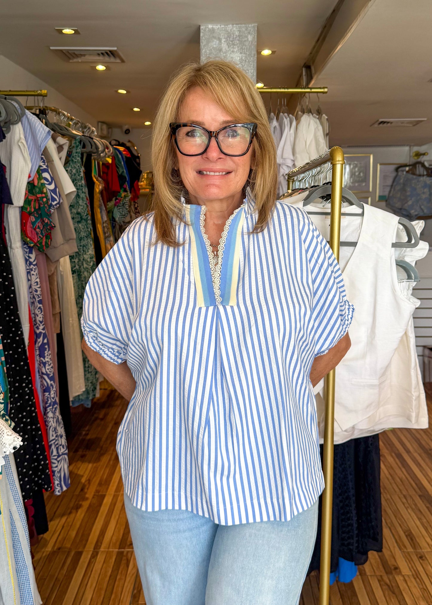 Lisa Blue Stripe Top