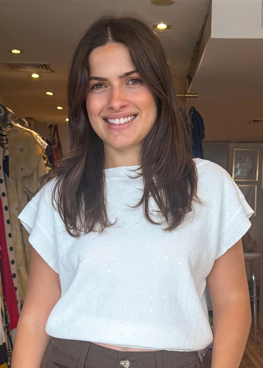 Sarah Sequin Short Sleeve Top
