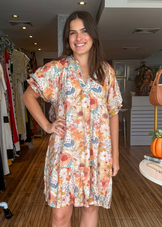 Carole Flower Print Short Dress