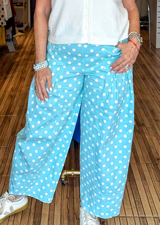 Tina Turquoise Polkadot Pants