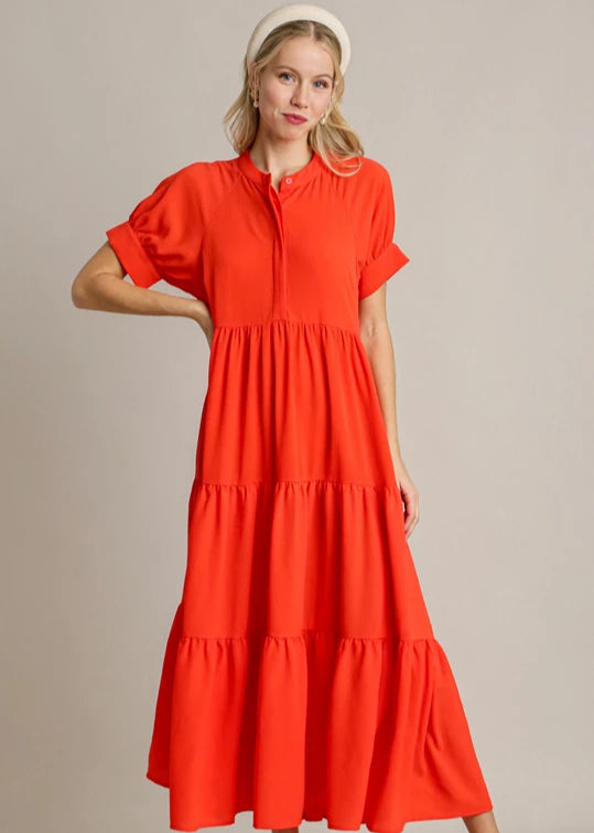 Nicole Orange Red Maxi Dress