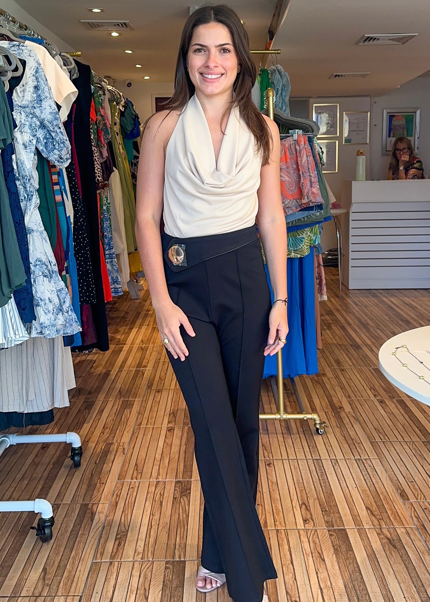 Izzy Ivory Cowl Neck Top