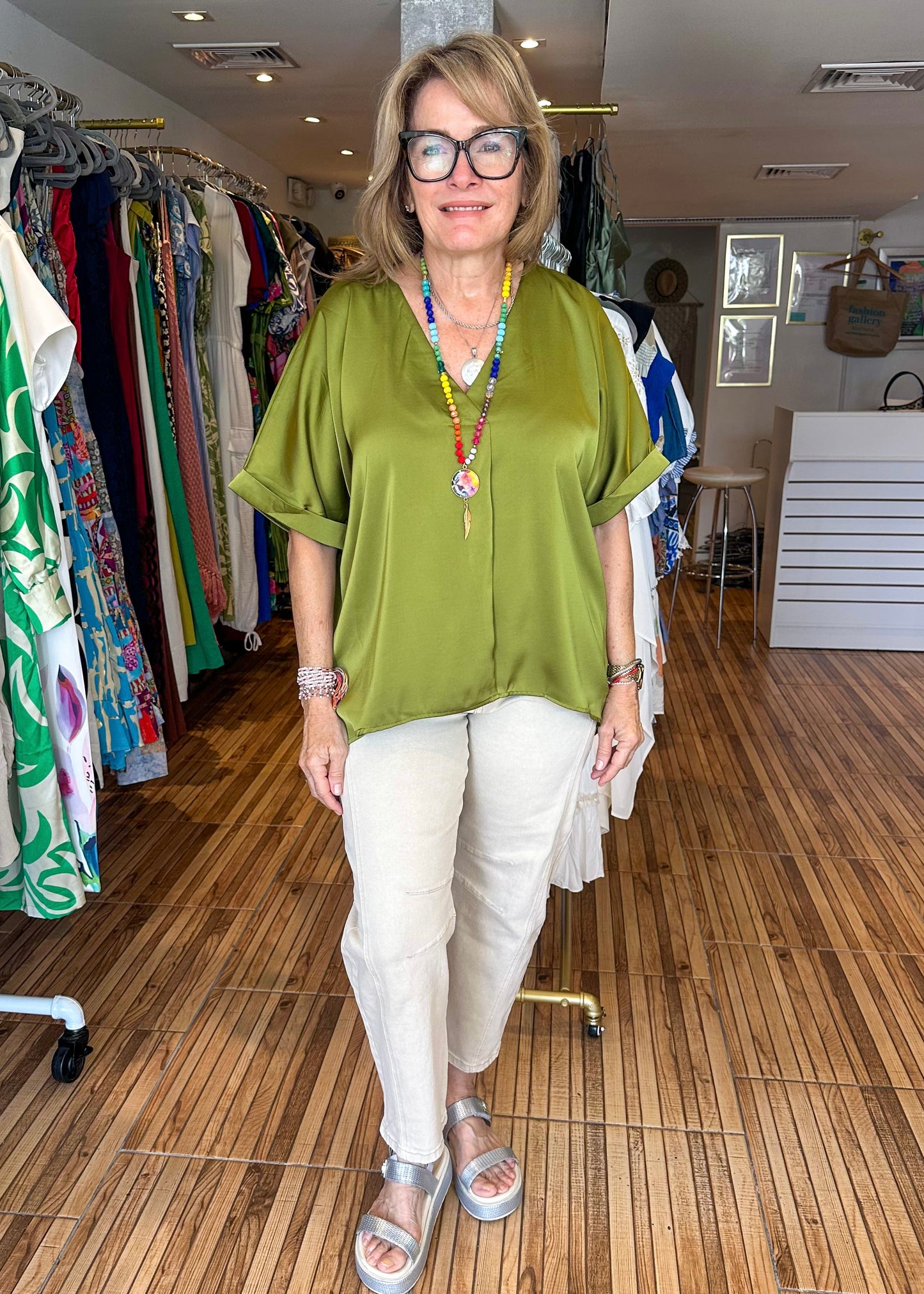 Cindy Chartreuse Loose Fitting Top