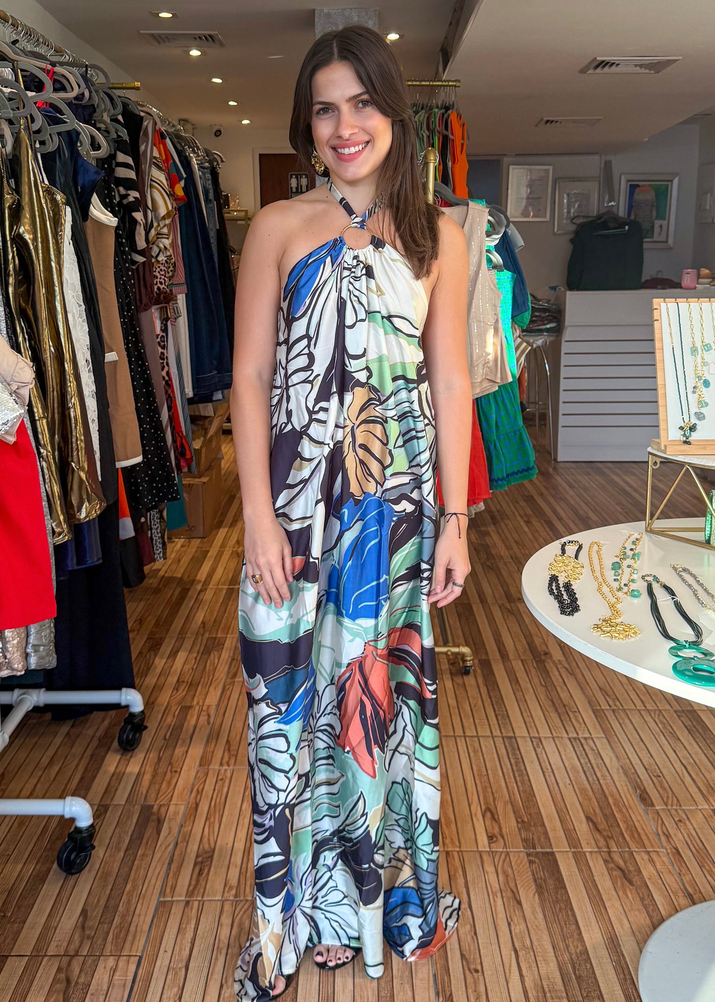 Bella Blue Botanical Maxi Dress