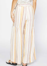 Load image into Gallery viewer, Striped wide leg pants with self tie.
