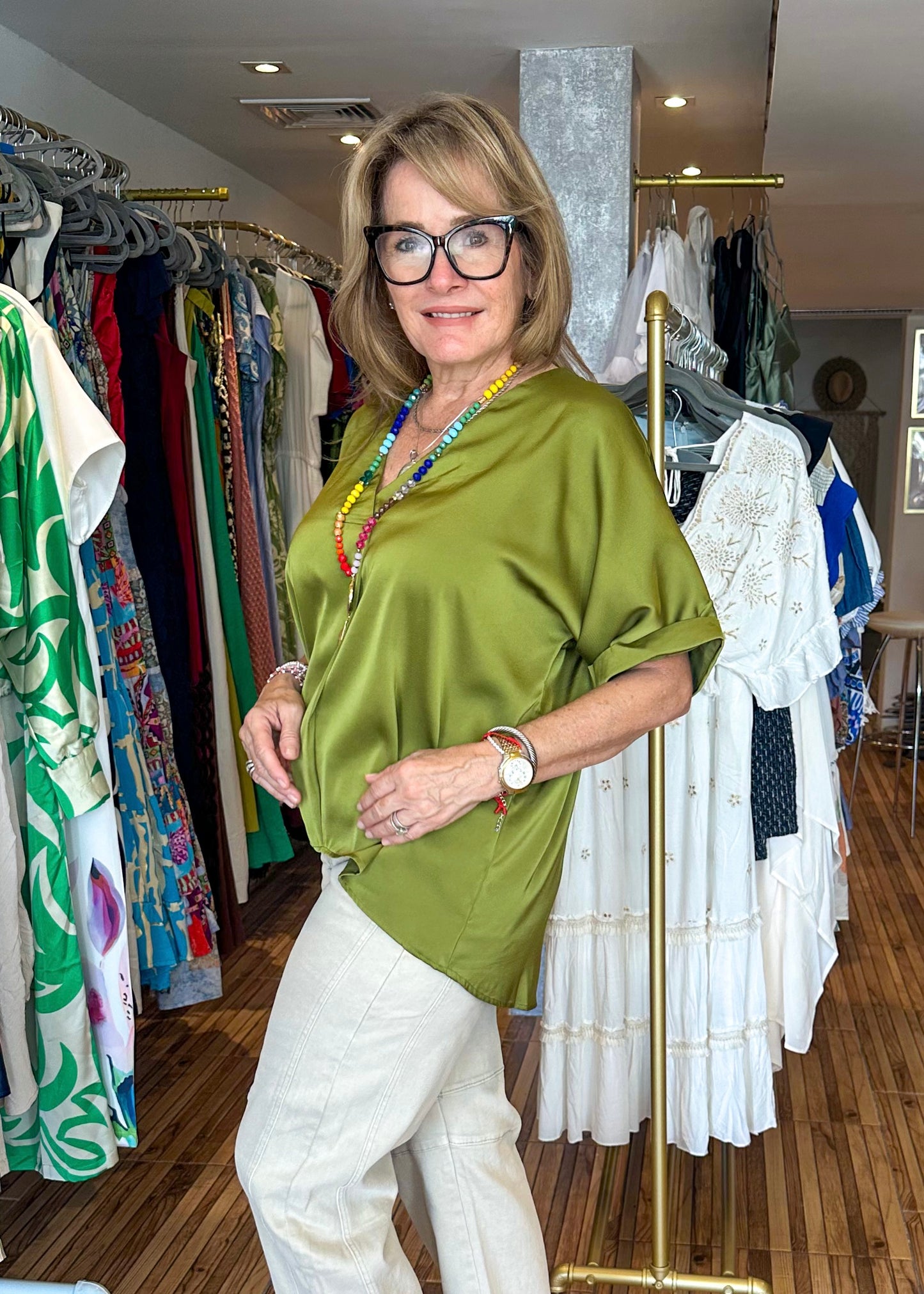 Cindy Chartreuse Loose Fitting Top