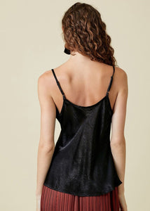 Silky draped neck camisole. Adjustable straps. Loose fit. Classic cowl neck top. Pairs well with any bottoms.