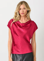 Load image into Gallery viewer, Satin cowl neck top. Cap sleeves. Loose fit. Elegant and can be worn with any pants or skirts.
