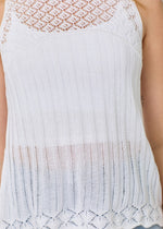 Load image into Gallery viewer, Off white crochet yoke sleeveless sweater top
