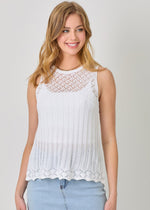 Load image into Gallery viewer, Off white crochet yoke sleeveless sweater top
