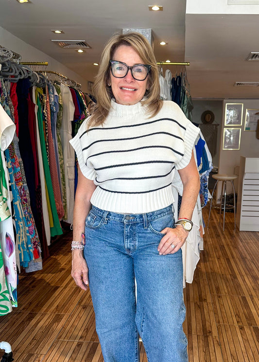 Becca Cream & Black Stripe Top