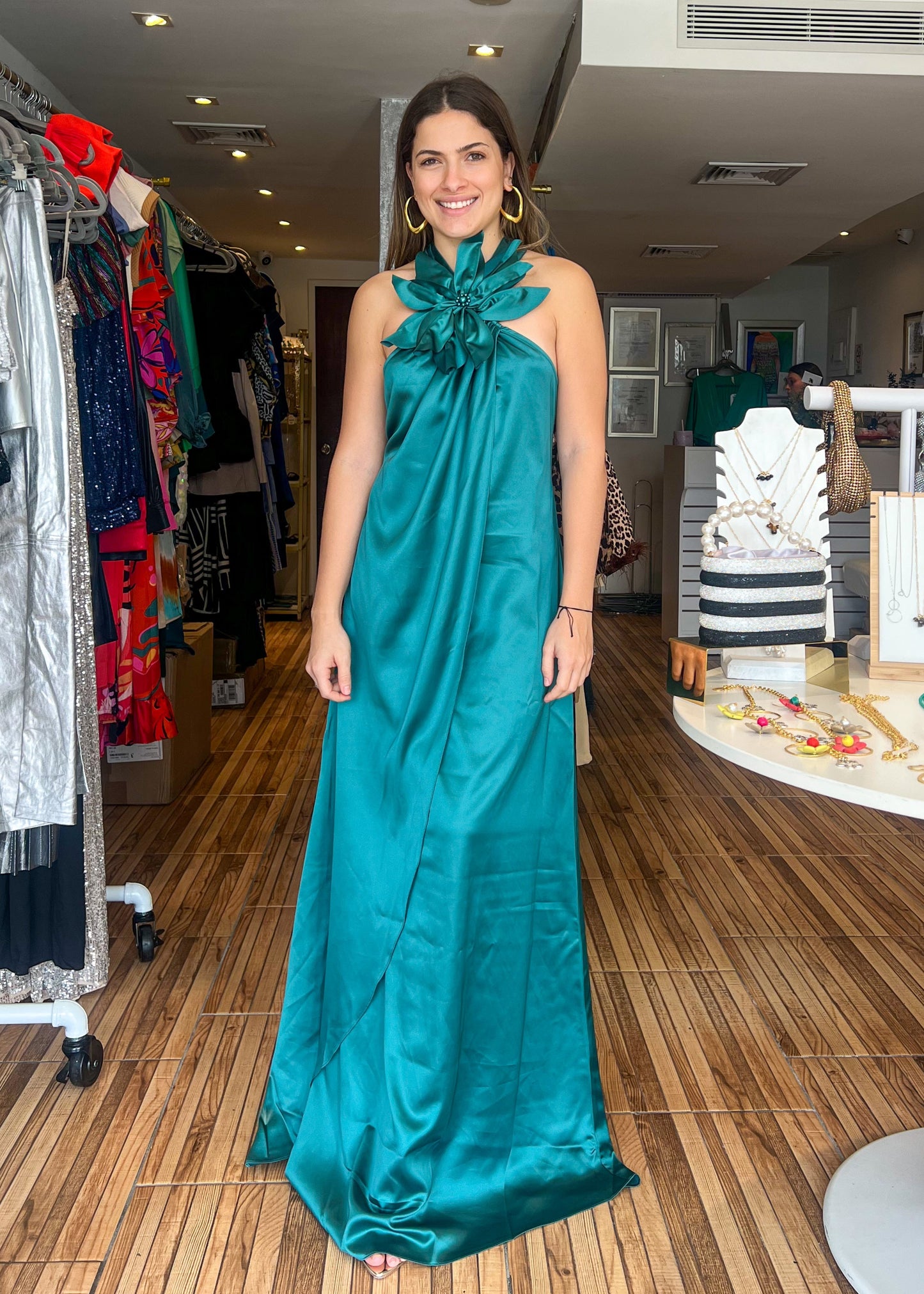 Tina Teal Maxi Dress