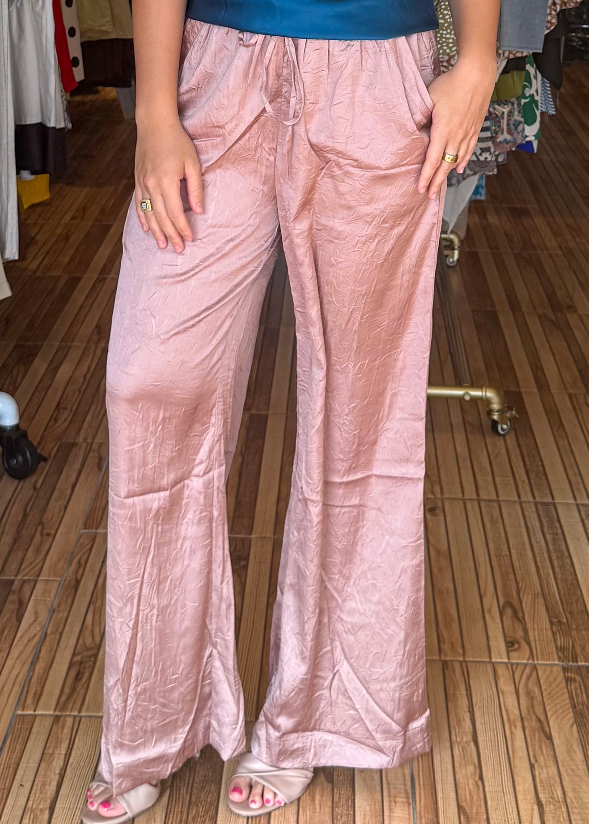Bianca Blush Satin Pants