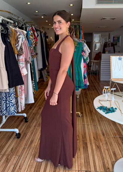 Lauren Brown Maxi Dress ￼