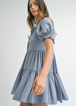 Load image into Gallery viewer, Lucia Dusty Blue Short Dress

