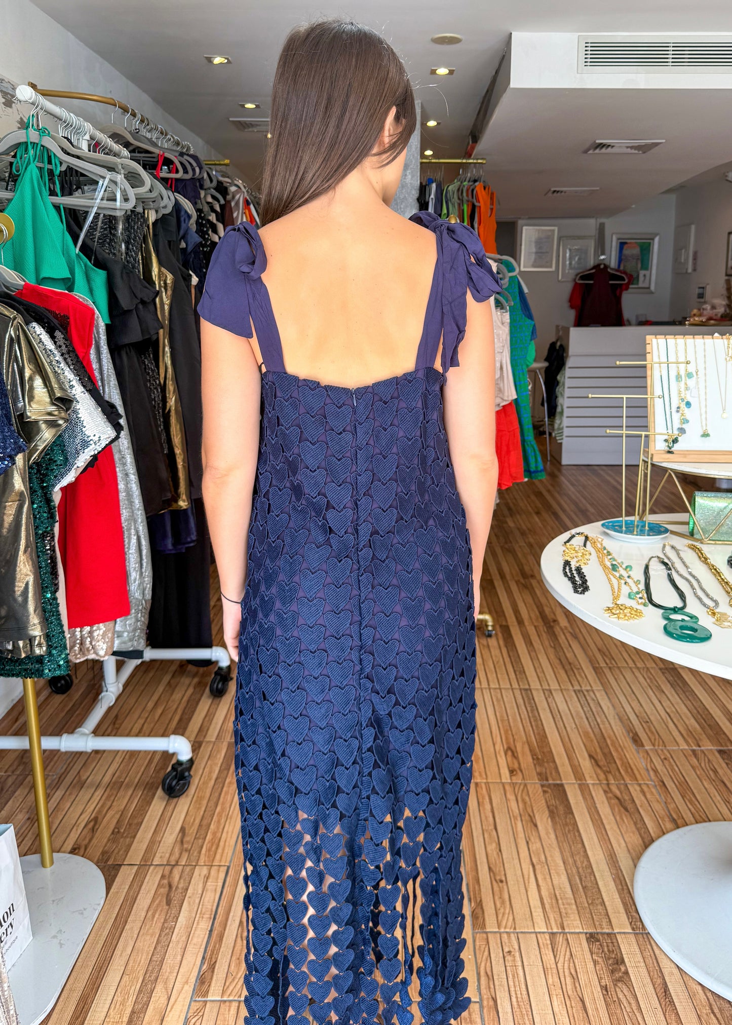 Mindy Midnight Blue Lace Maxi Dress