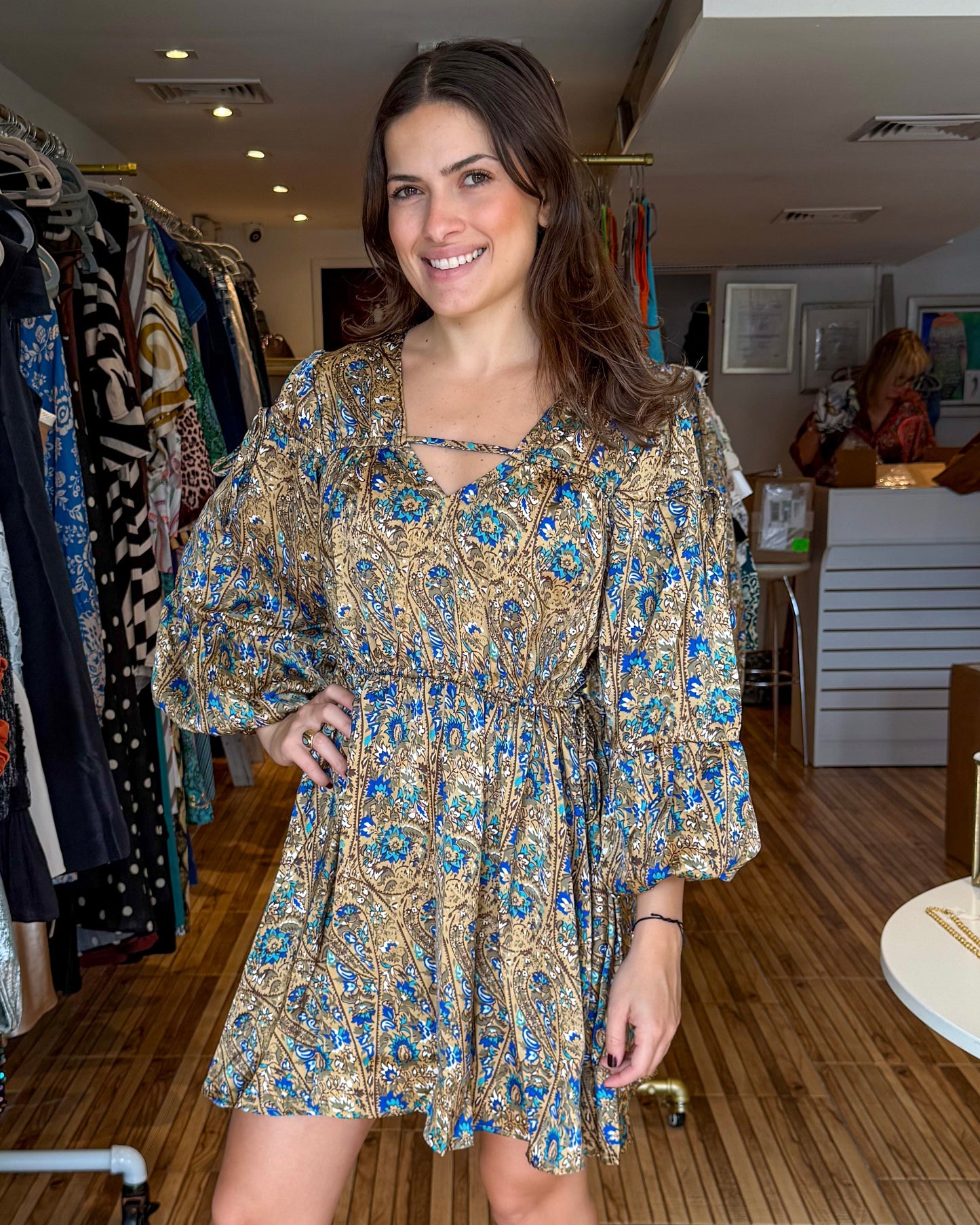 Lana Caramel Short Dress