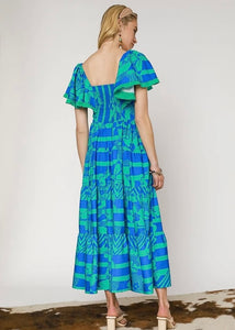 Melanie Blue & Mint Maxi Dress