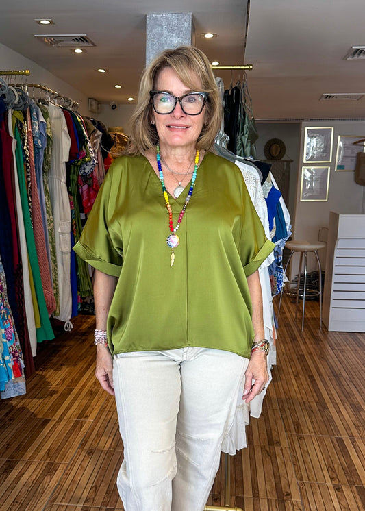 Cindy Chartreuse Loose Fitting Top