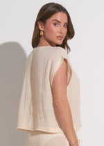 Load image into Gallery viewer, Natural two piece set. Short sleeve top with matching drawstring shorts with pockets.
