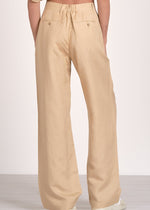 Load image into Gallery viewer, Khaki two piece set. One shoulder top with matching high-waisted pleated front pants.
