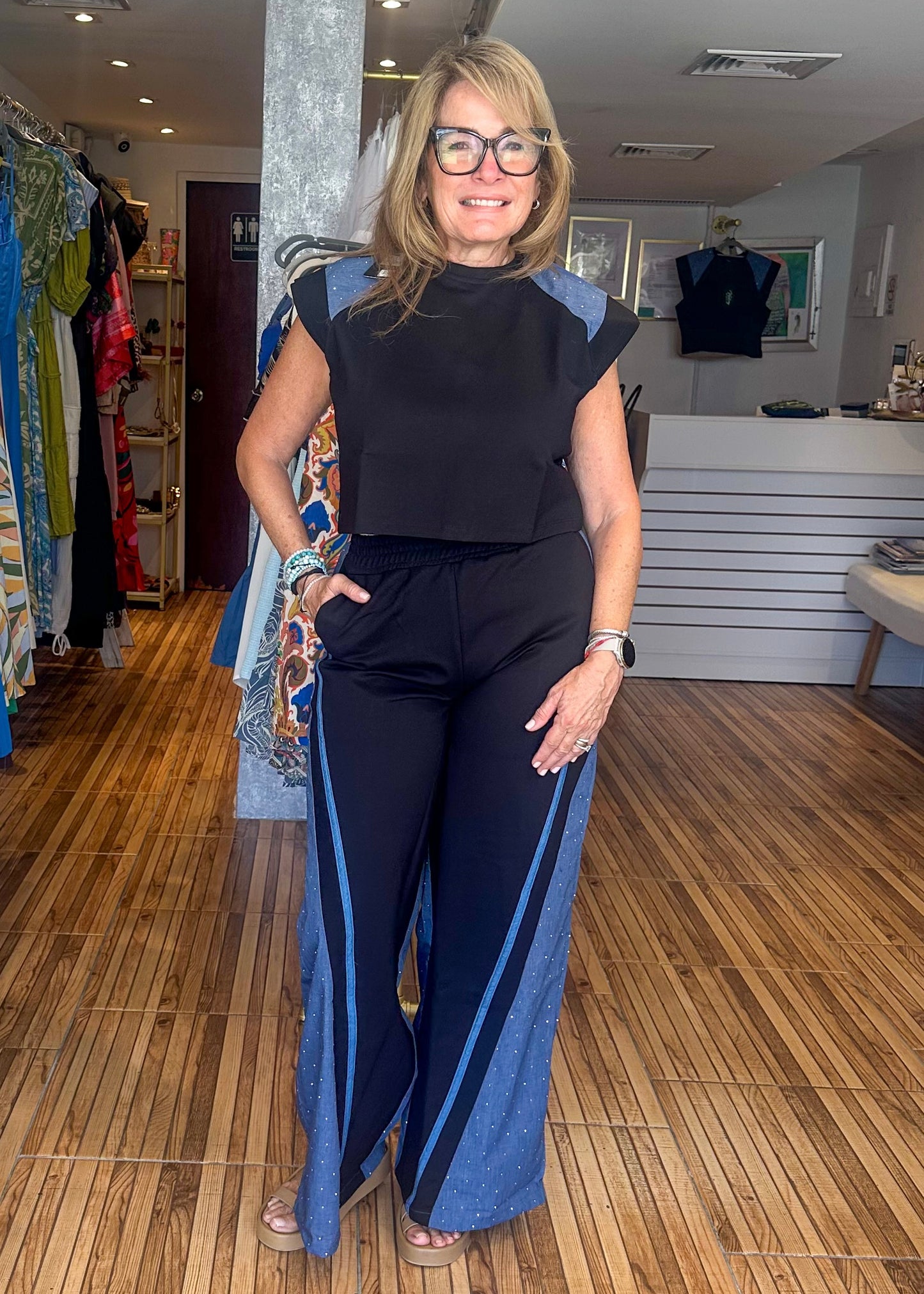 Bianca Black & Blue Sparkle Lounge Set