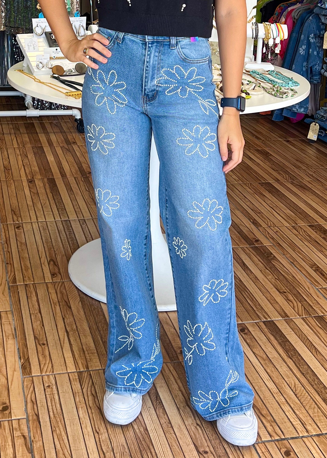 Brianna Pearl Flower Jeans