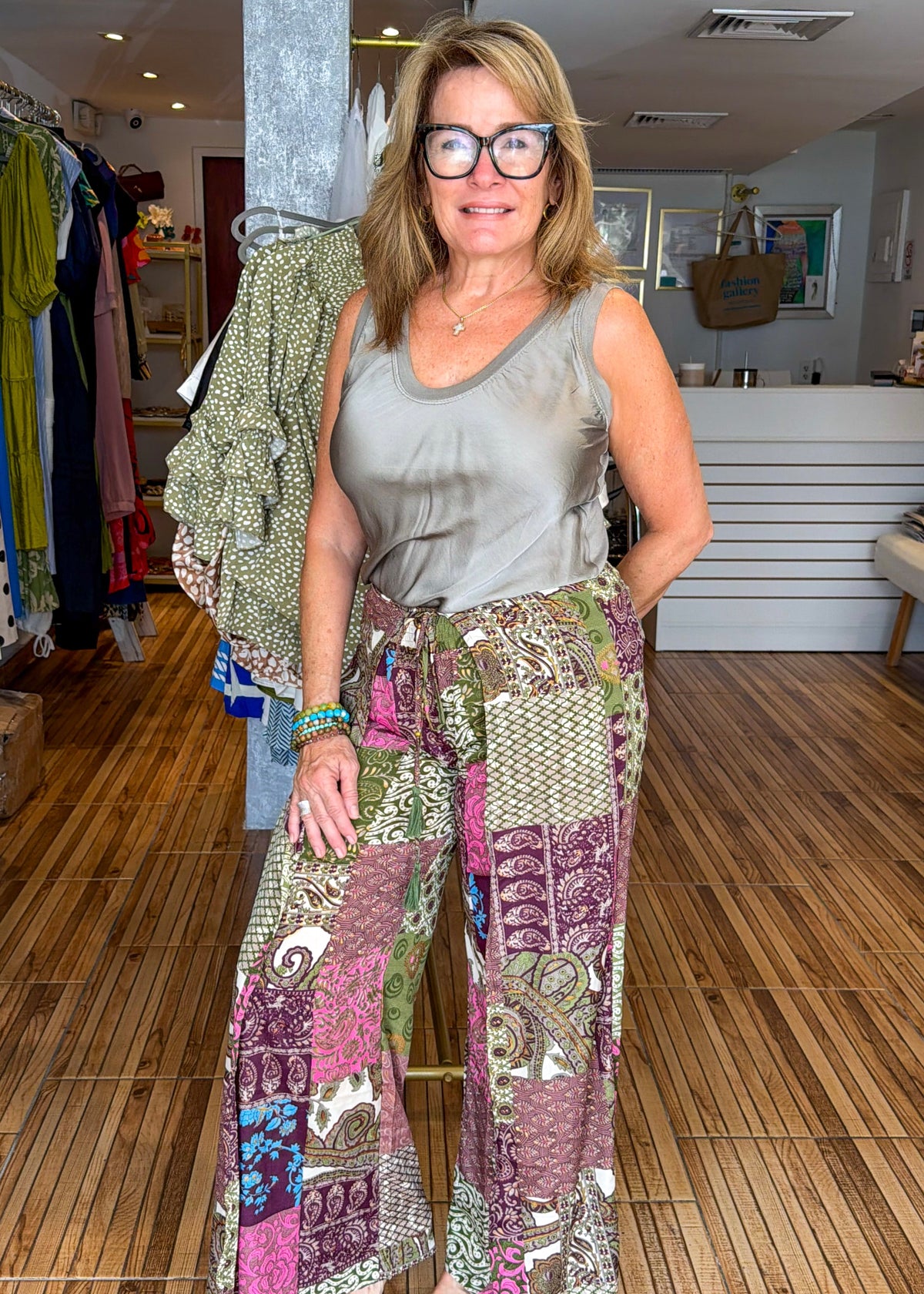Stella Green & Purple Print Pants