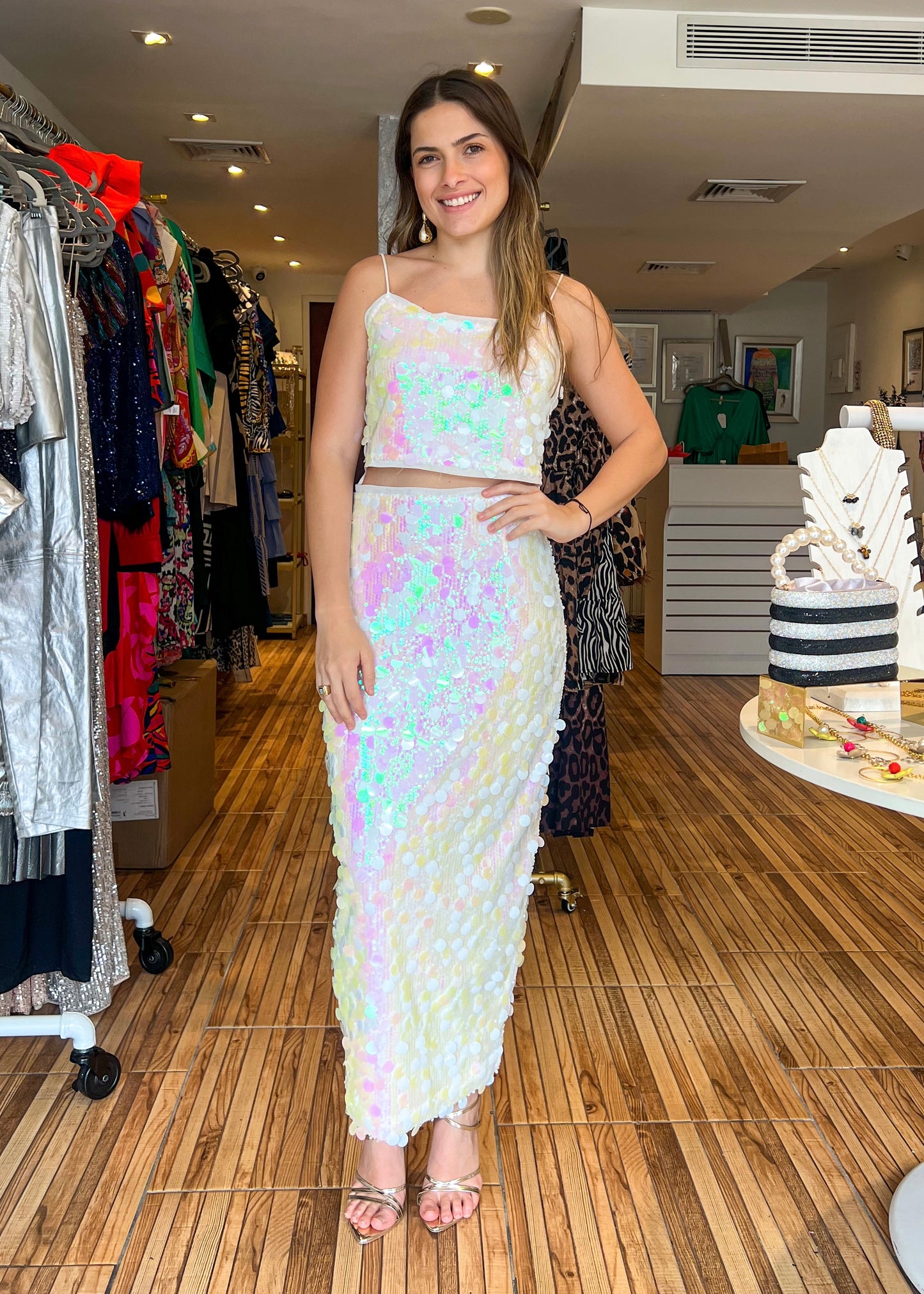 Melina White Sequin Set