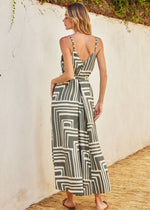 Load image into Gallery viewer, Printed maxi dress with flared hem. Dramatic a-line. Detachable self tie belt.
