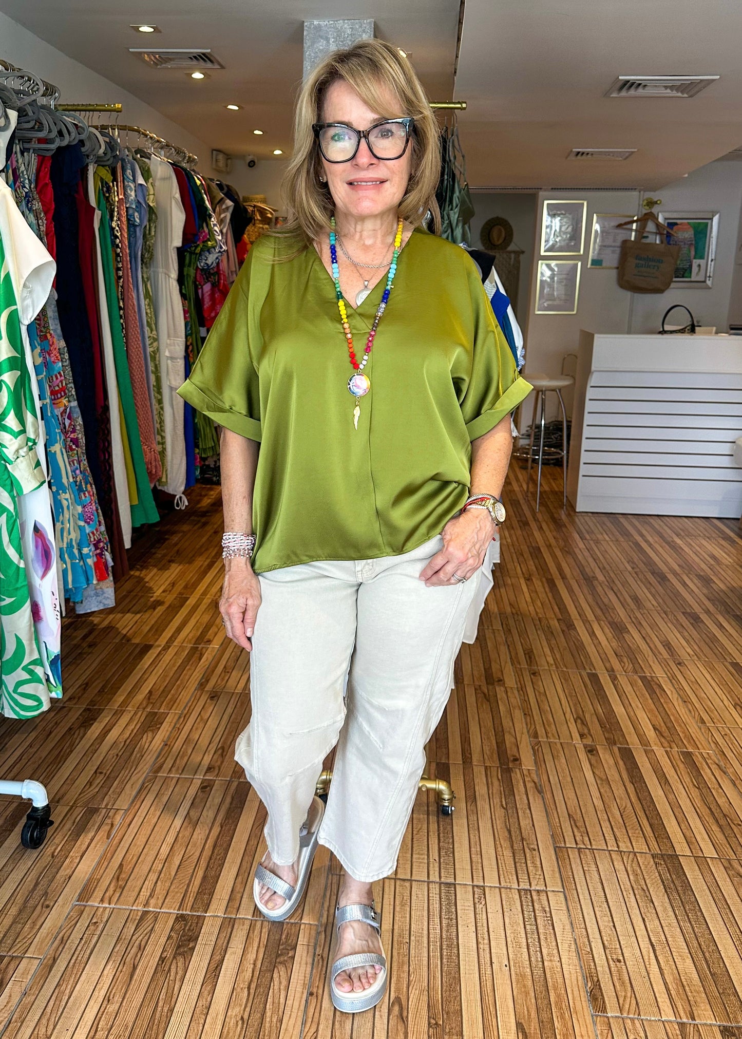Cindy Chartreuse Loose Fitting Top