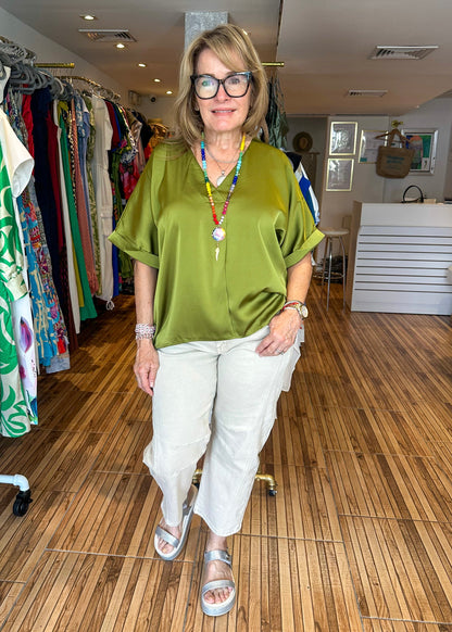 Cindy Chartreuse Loose Fitting Top