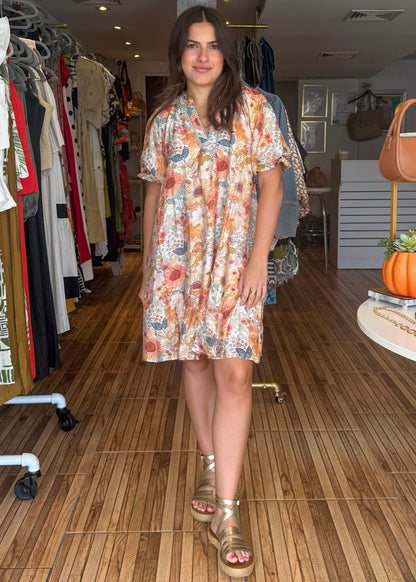 Carole Flower Print Short Dress