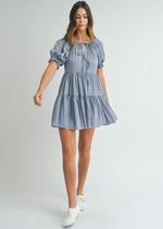 Load image into Gallery viewer, Lucia Dusty Blue Short Dress
