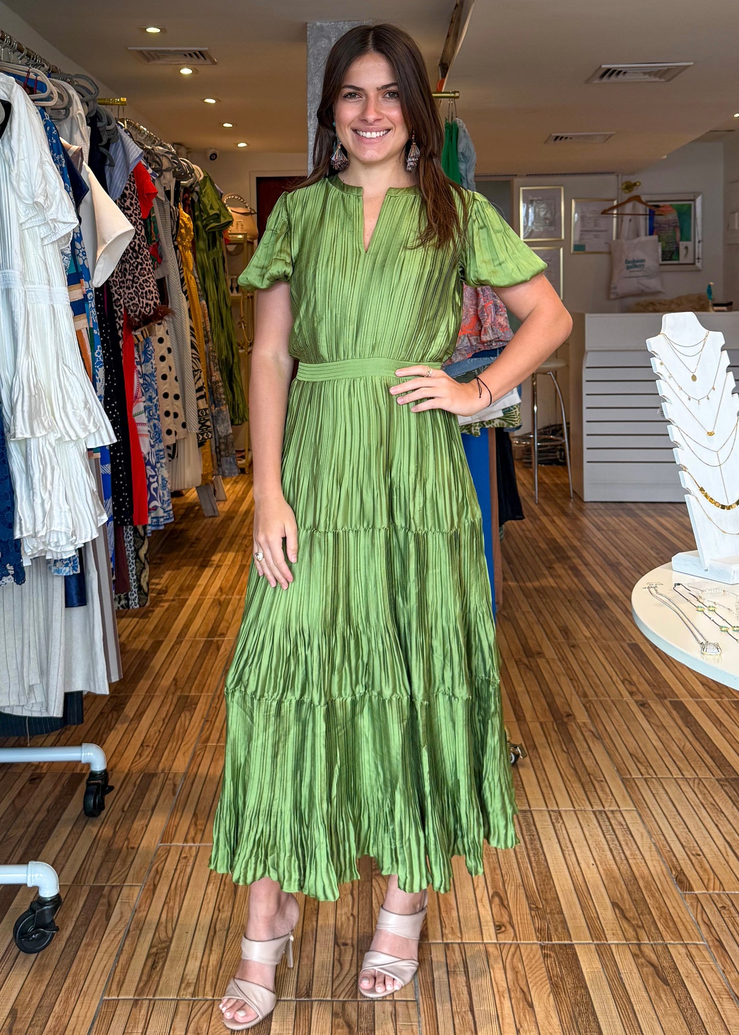 Meredith Olive Green Maxi Dress