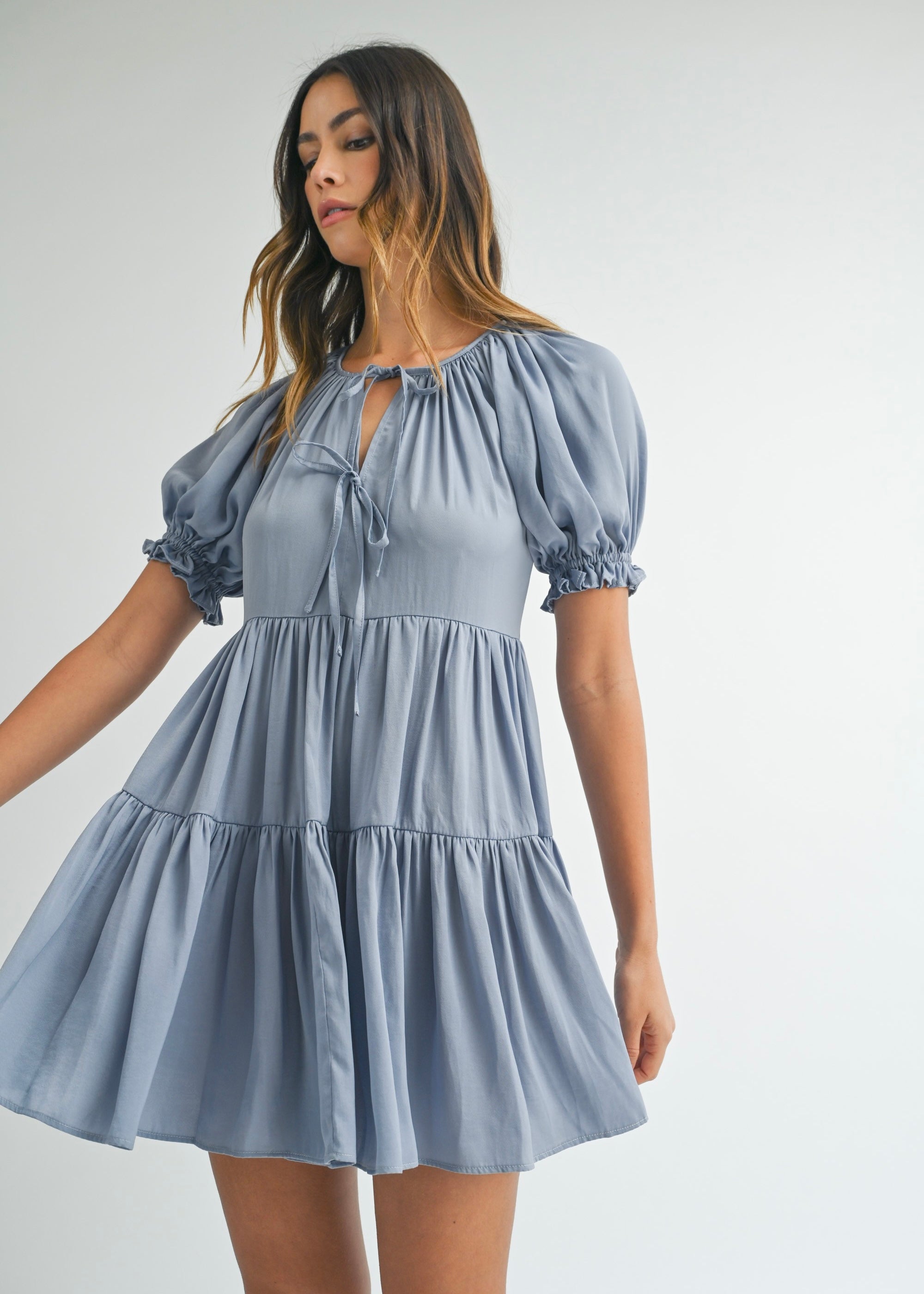 Lucia Dusty Blue Short Dress