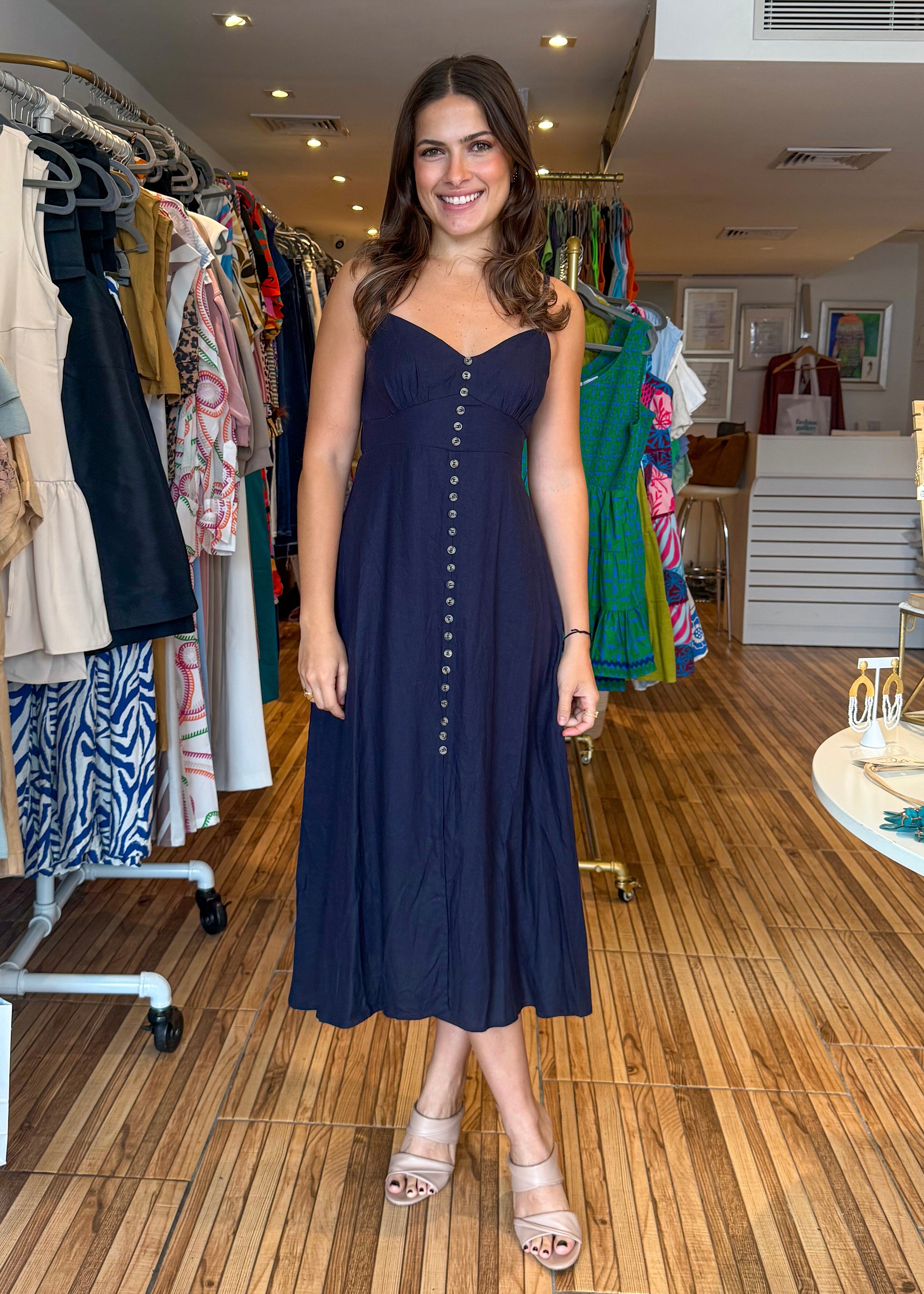 Lisa Navy Midi Dress