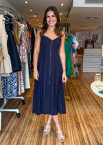 Load image into Gallery viewer, Lisa Navy Midi Dress
