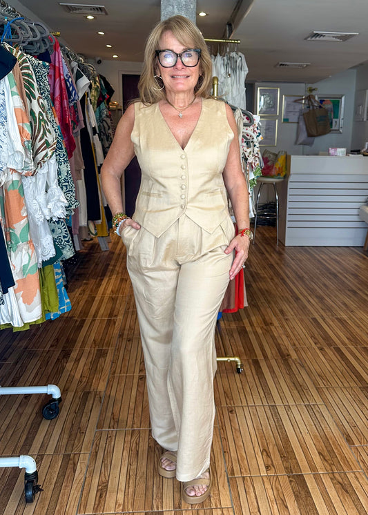 Belle Beige Vest Top Set