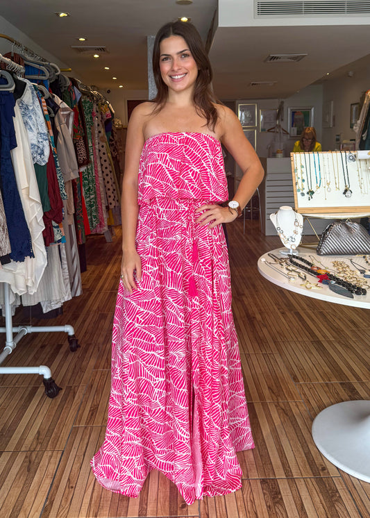 Fabiola Fuchsia Santorini Strapless Maxi Dress