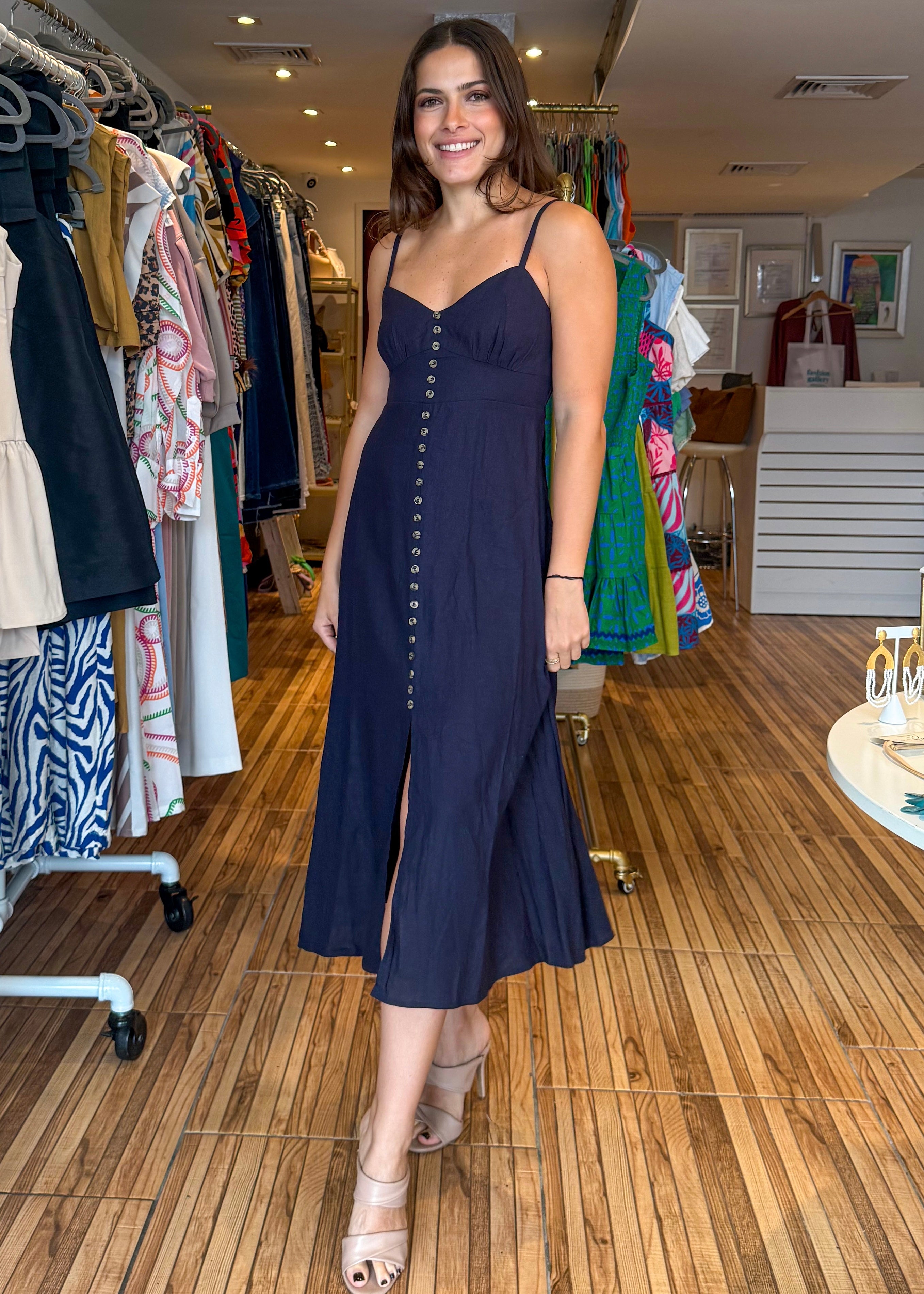 Lisa Navy Midi Dress
