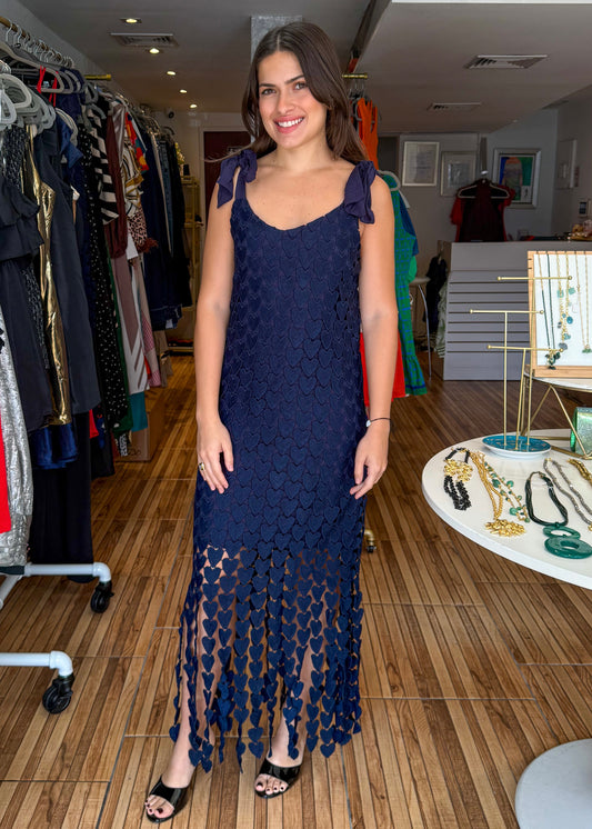 Mindy Midnight Blue Lace Maxi Dress