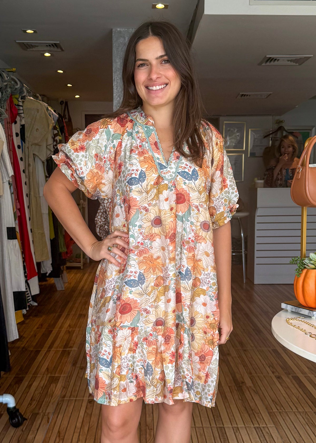 Carole Flower Print Short Dress