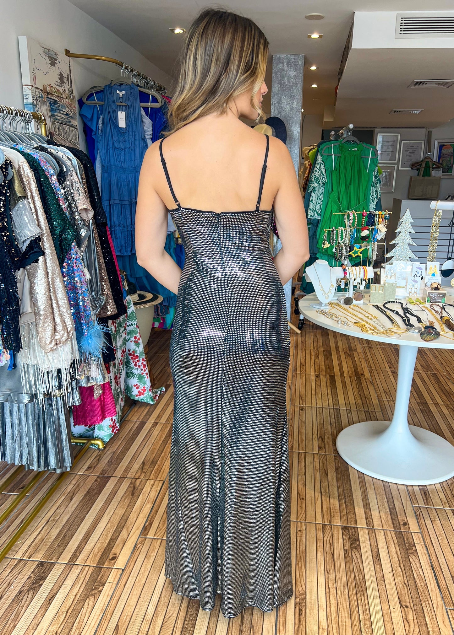 Melissa Silver Maxi Dress