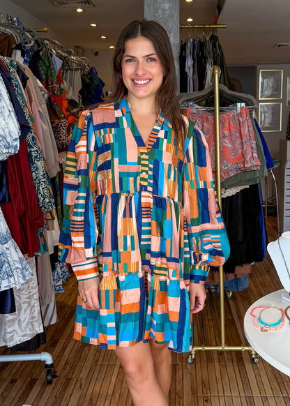 Monica Colorful Print Short Dress