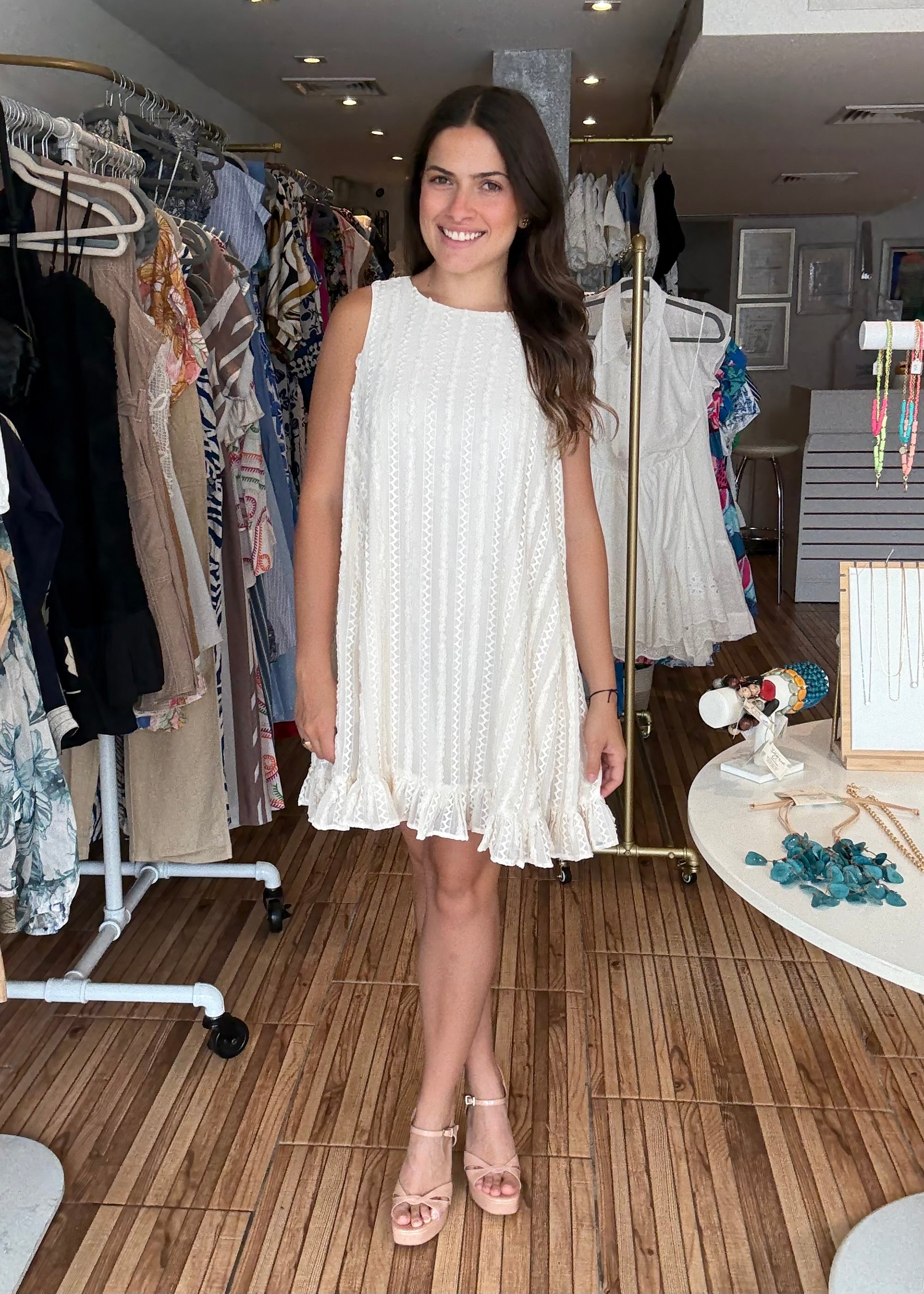 Melissa Cream Short Dress
