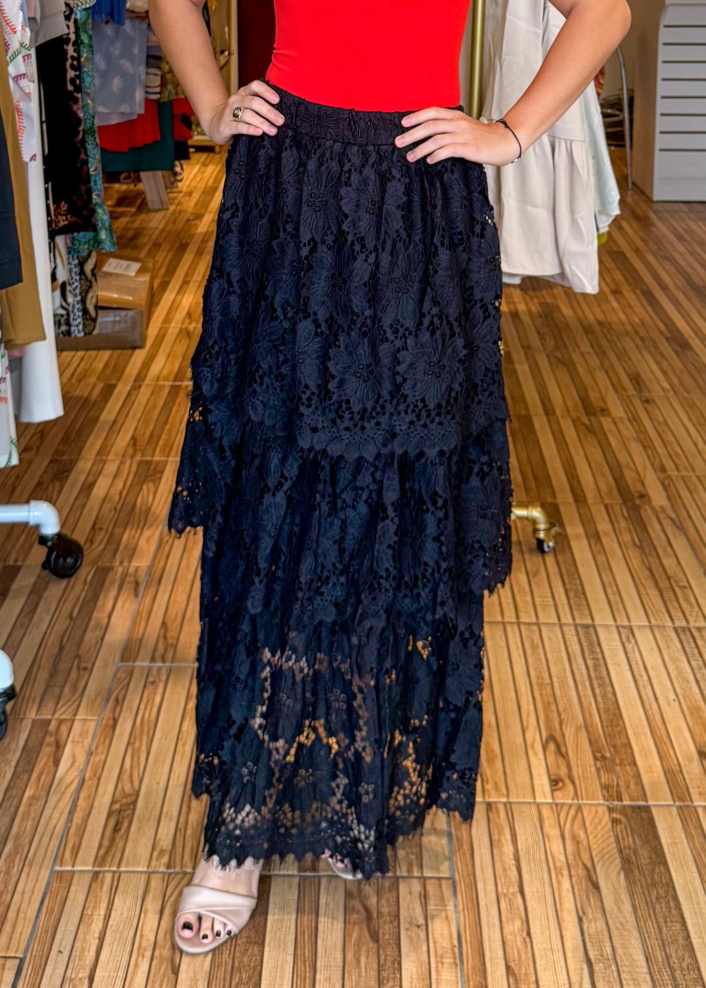 Lola Black Lace Skirt