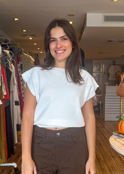 Sarah Sequin Short Sleeve Top